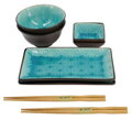 Sushi szett és tálak 2 személyre zöld csillag mintás TOKYO