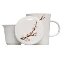 fehér tea csésze kerámia szűrővel Sakura minta