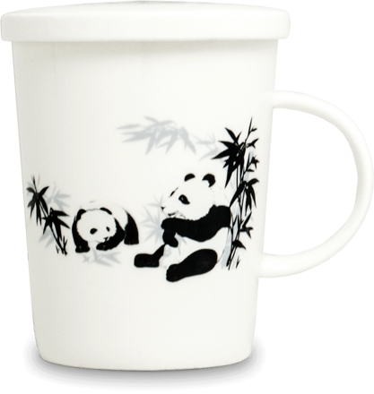 fehér tea csésze kerámia szitával Panda minta