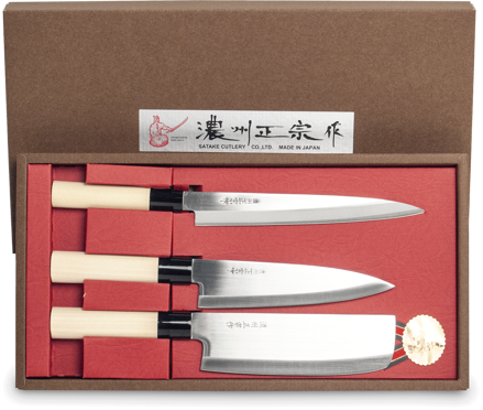 Japán kések Satake (Sashimi+Santoku+Nakiri) 3db