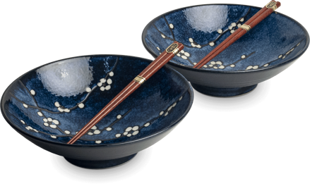 Tálkészlet Hana kék 24,5cm pálcikákkal 2 személyre EDO JAPAN