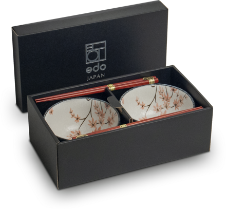 Virágos tálak készlete pálcikákkal 2 személyre EDO JAPAN