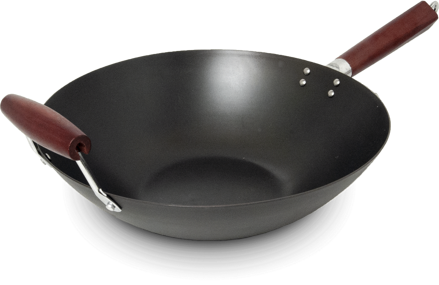 Wok serpenyő szén 36cm fogantyúval
