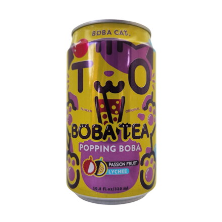 Bubble Tea zöld tea maracuja és licsi Boba Cat 320ml