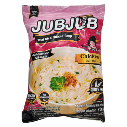 Gluténmentes instant rizstészta JUBJUB csirke ízű 70g
