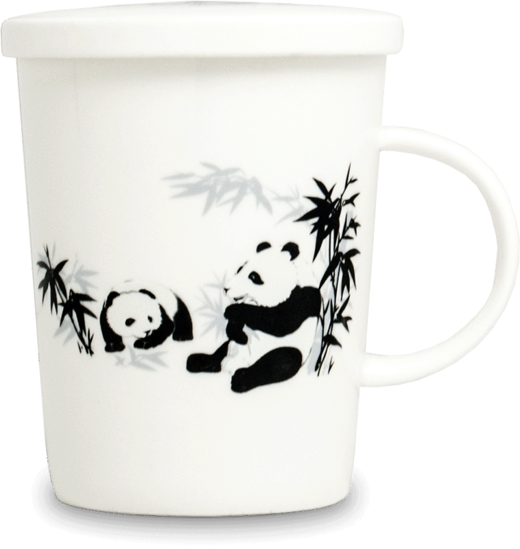 fehér tea csésze kerámia szitával Panda minta fehér tea csésze kerámia szitával Panda minta