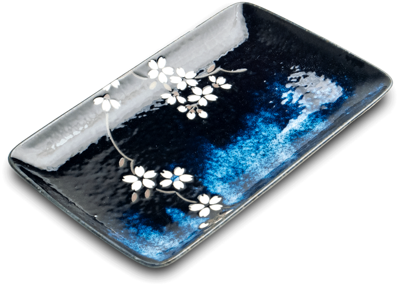 Anemone Blue porcelán sushi tányér 21x13,5cm