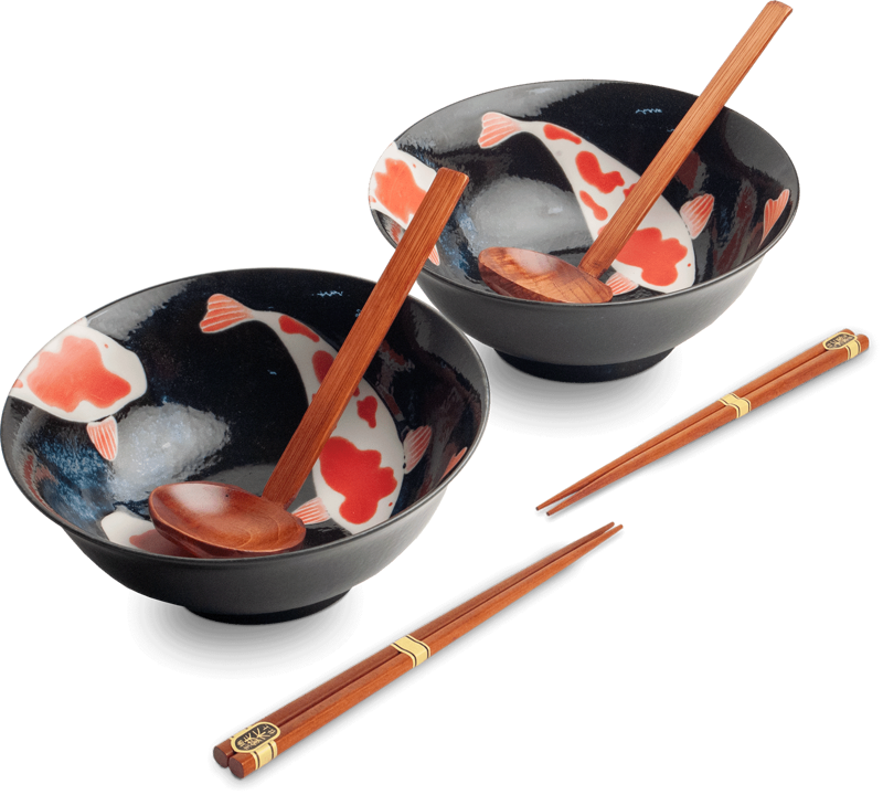 Porcelán ramen tálkészlet Koi 21cm