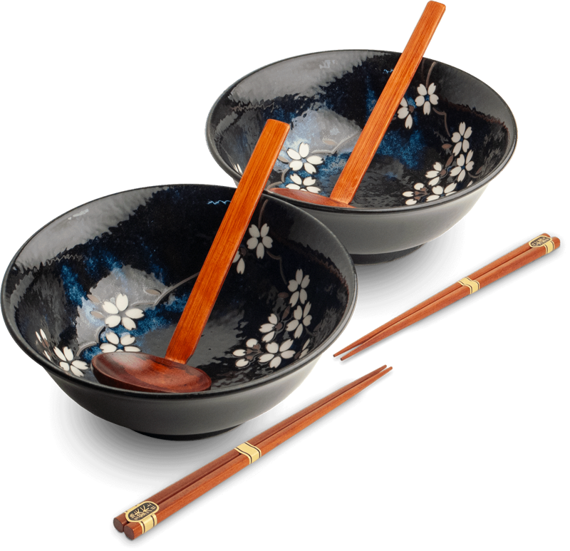 Anemone Blue porcelán ramen tálkészlet 21cm
